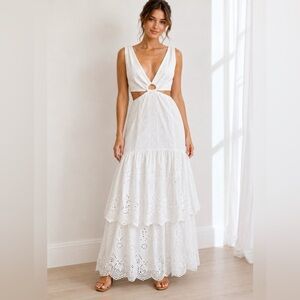 Significant Other Mazie Dress - White Eyelet Cutout Maxi